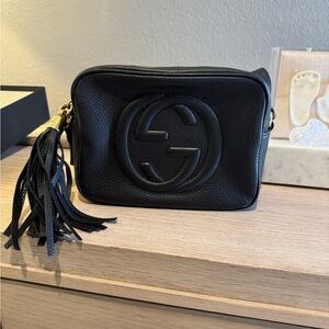 Gucci Black Soho Disco Crossbody Bag with Tassel